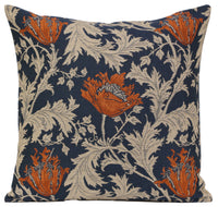 Anemone Blue Rust Belgian Cushion Cover