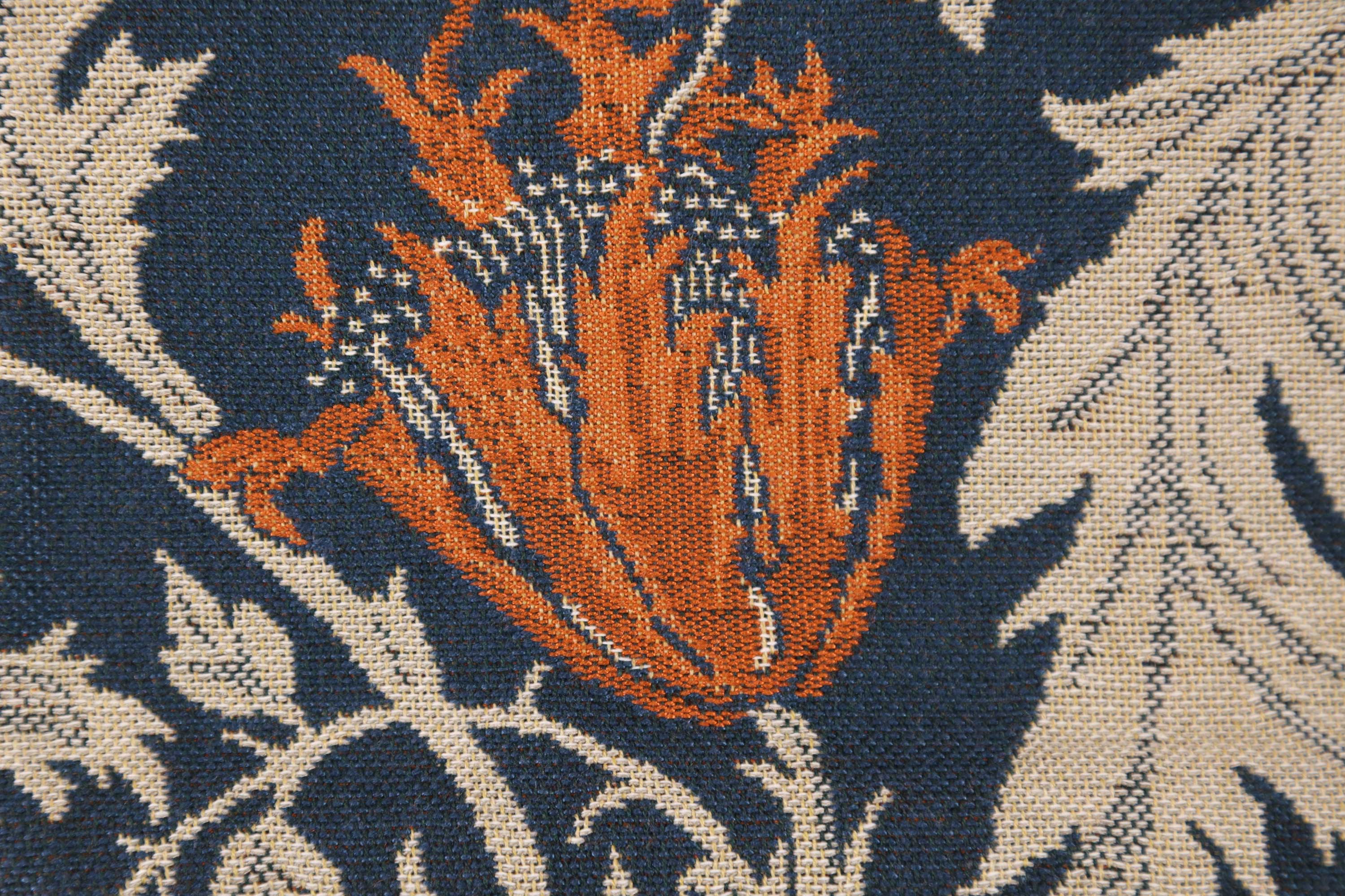 Anemone Blue Rust Belgian Cushion Cover by William Morris