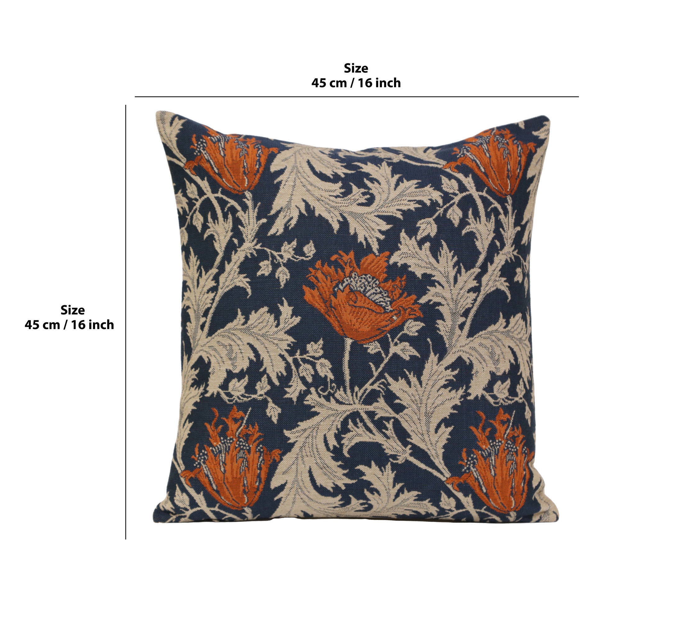 Anemone Blue Rust Belgian Cushion Cover by William Morris