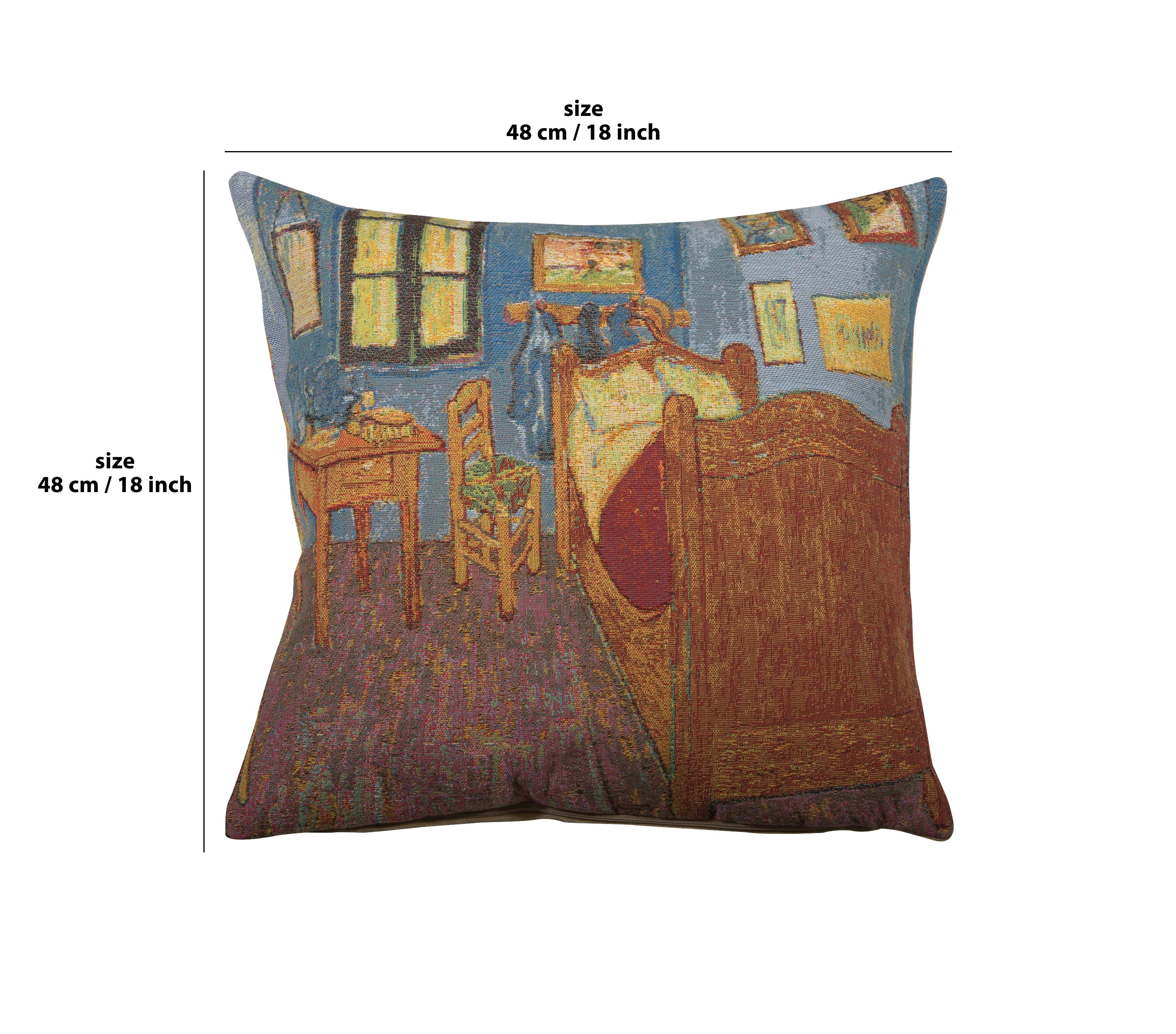 Van Gogh's La Chambre European Cushion Cover by Vincent Van Gogh