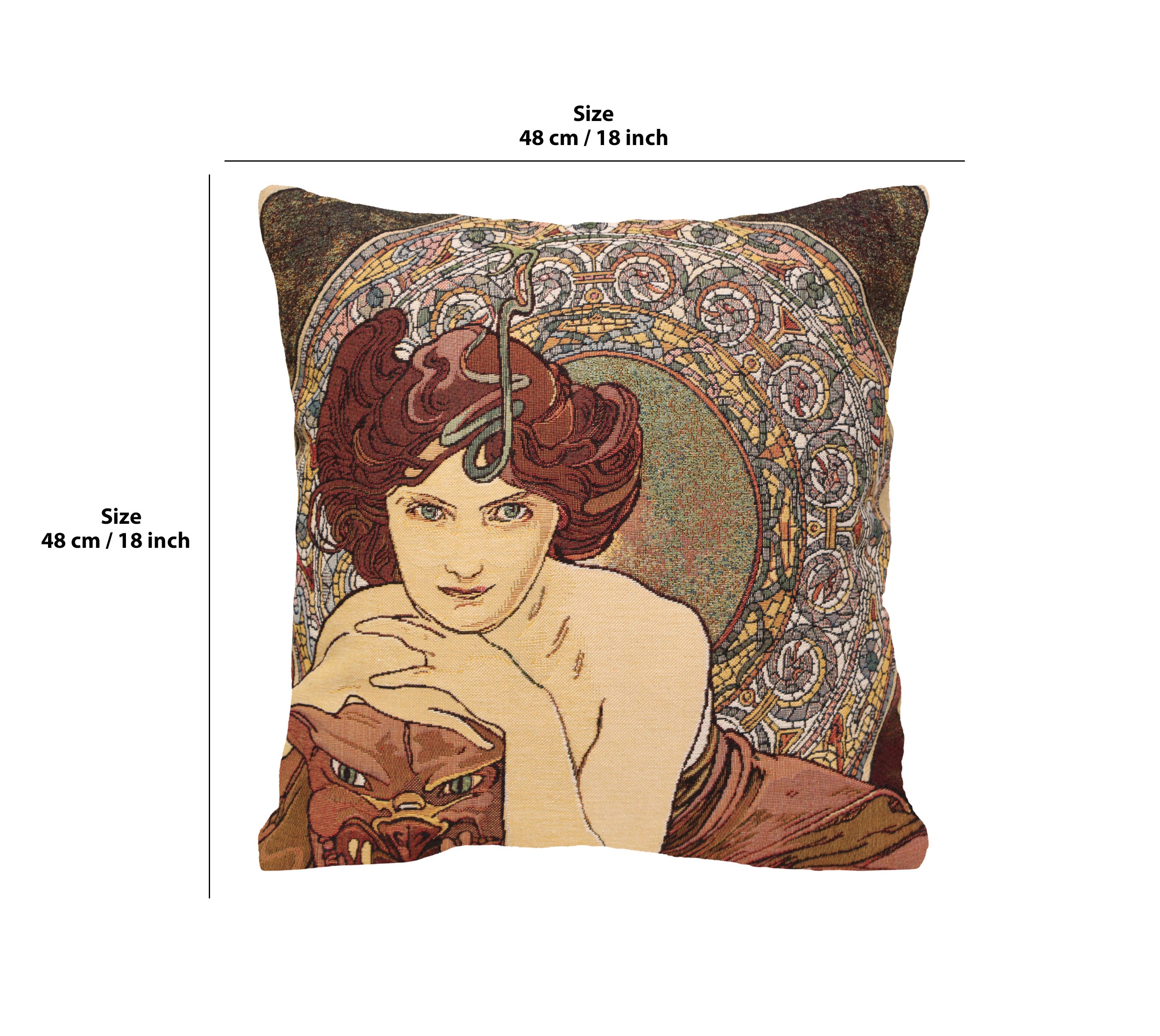 Mucha Emeraude I European Cushion Cover by Alphonse Mucha