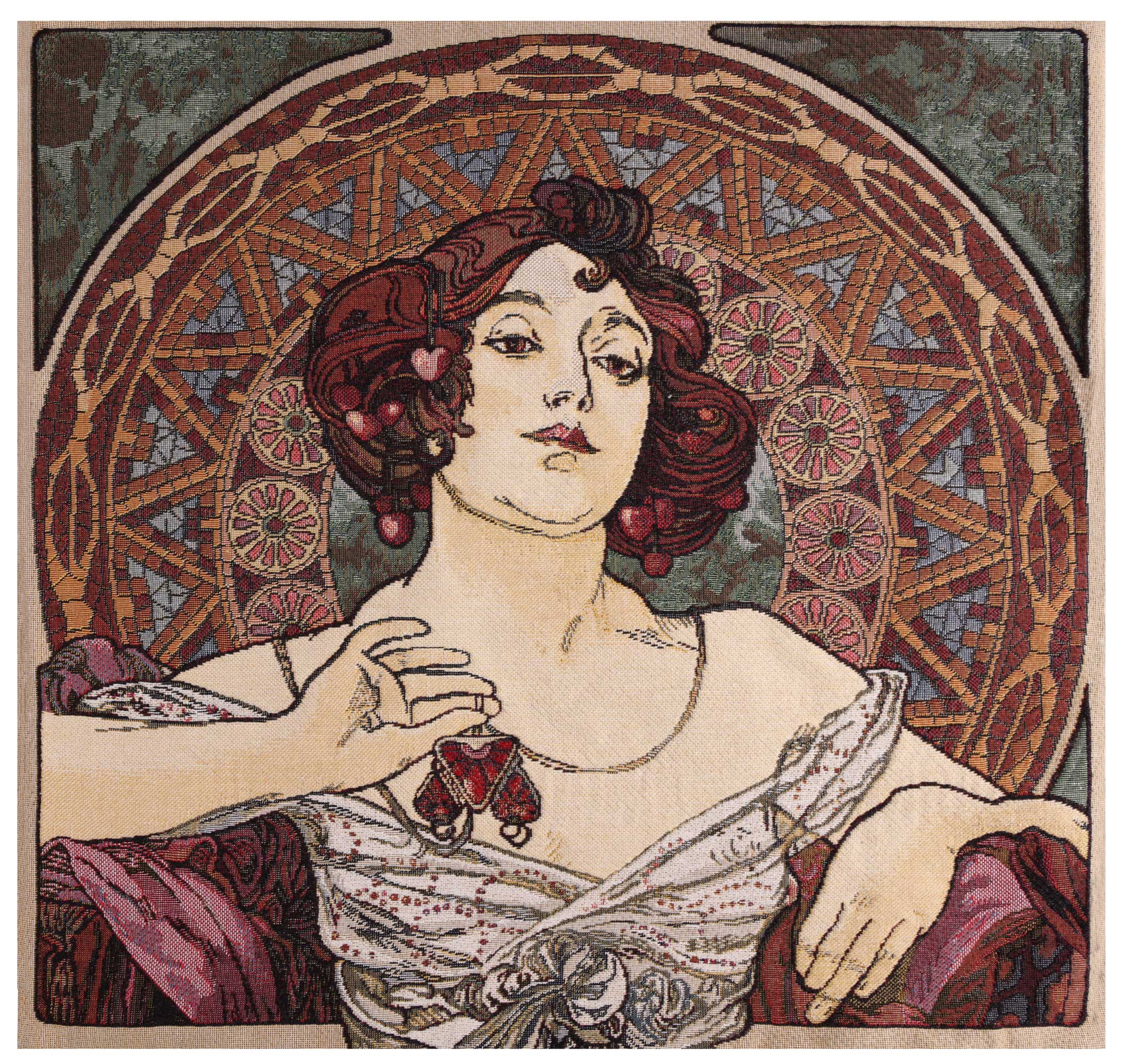 Mucha Rubis Stone I European Cushion Cover by Alphonse Mucha