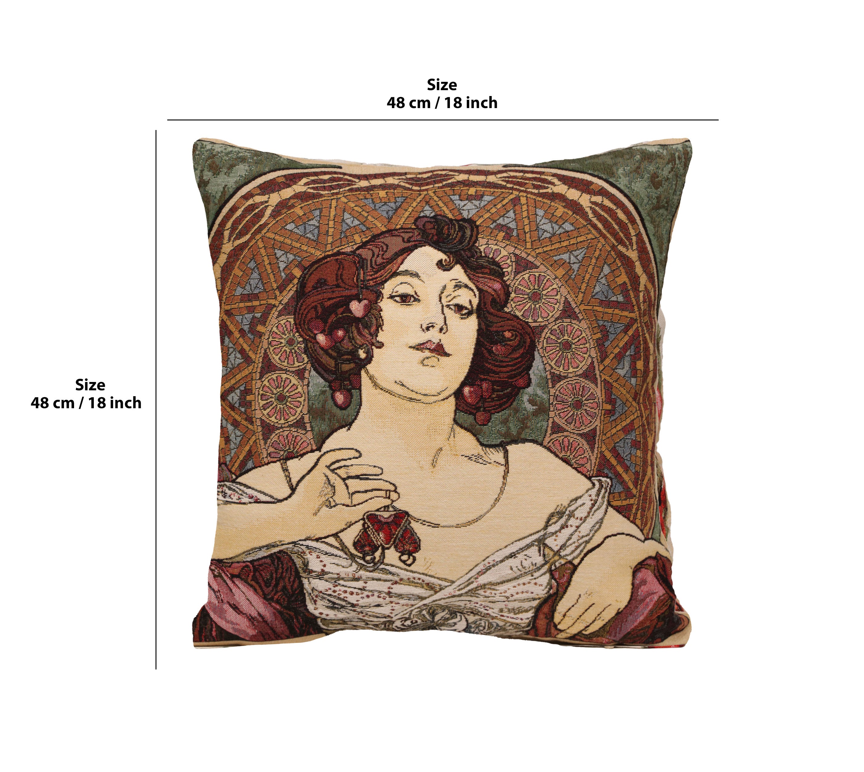 Mucha Rubis Stone I European Cushion Cover by Alphonse Mucha