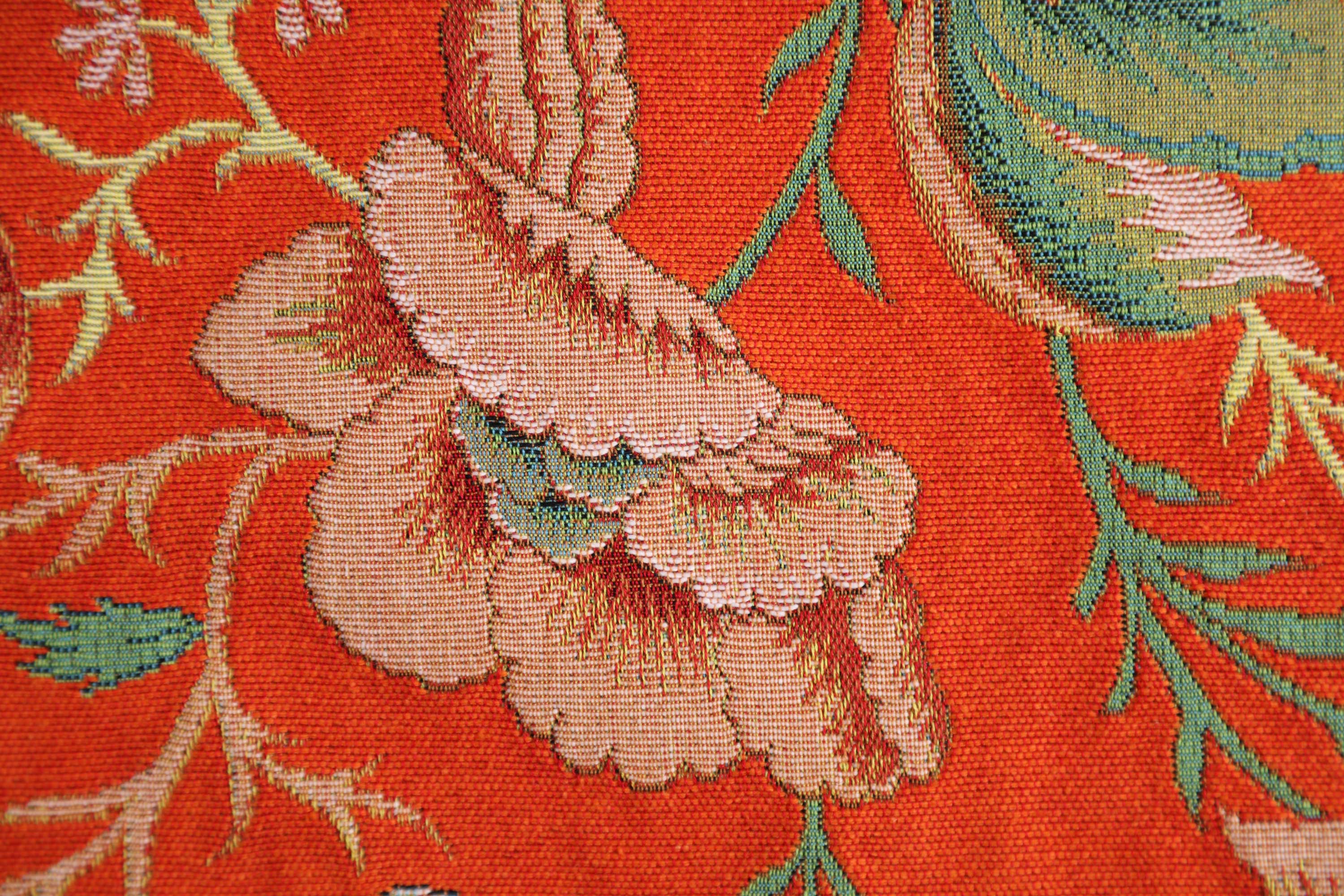 Peony Orange B French Tapestry Cushion