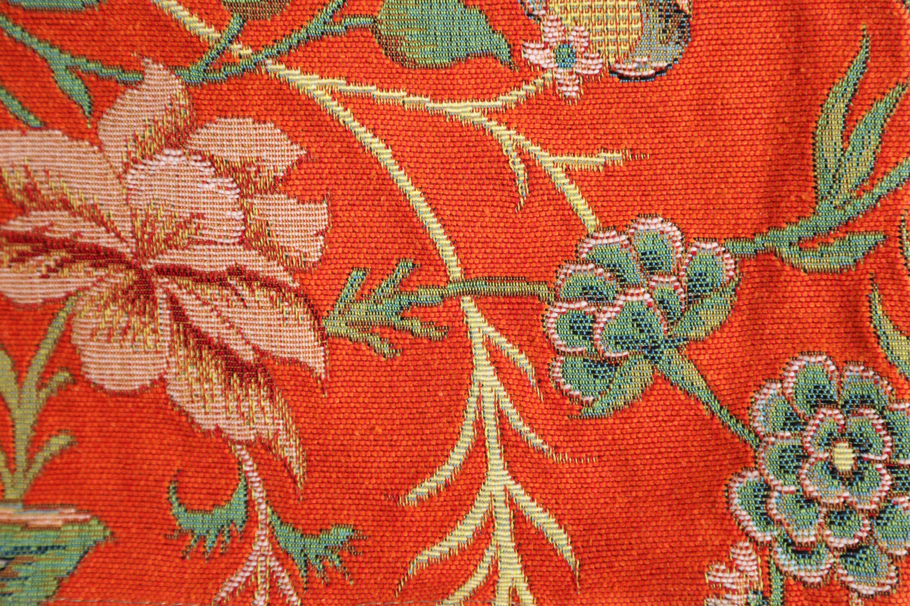 Peony Orange B French Tapestry Cushion