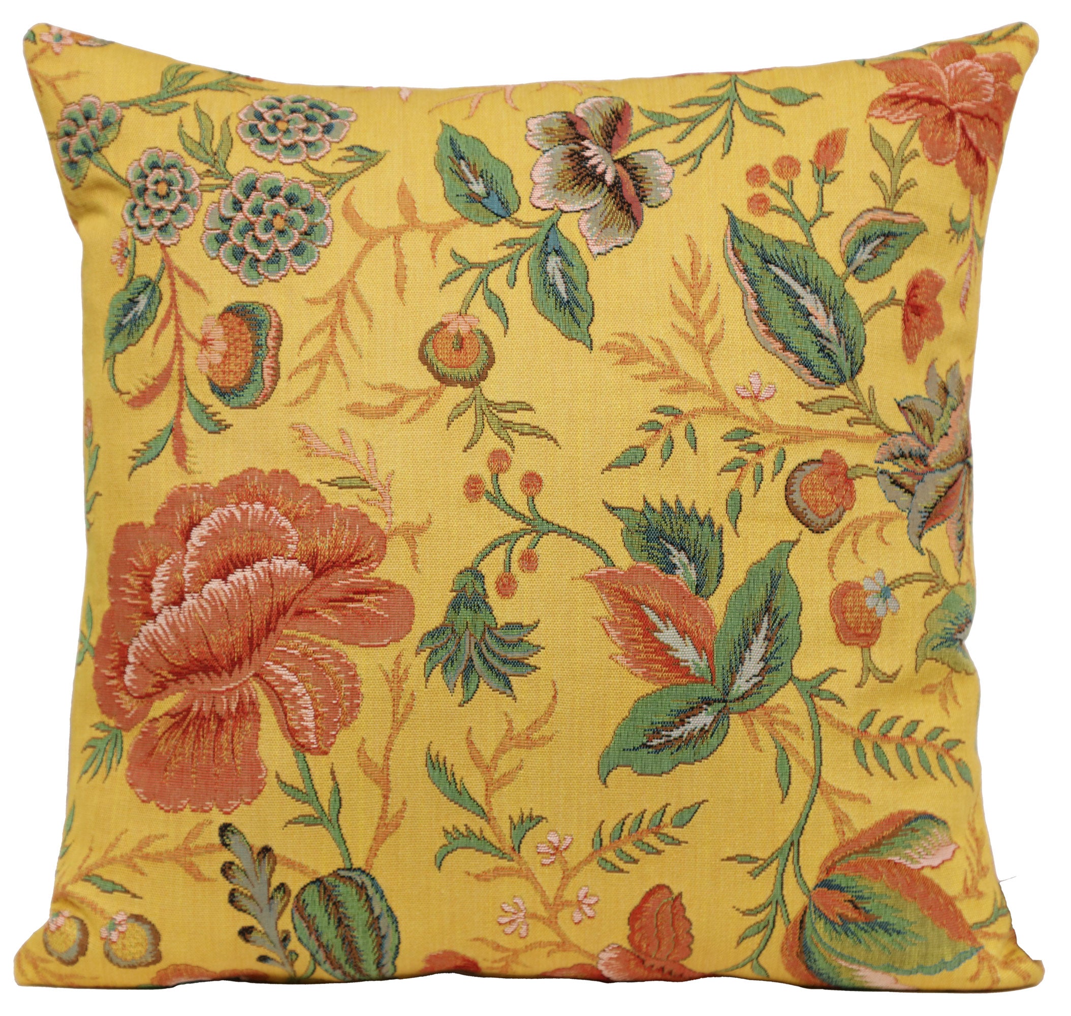 Peony Yellow A French Tapestry Cushion