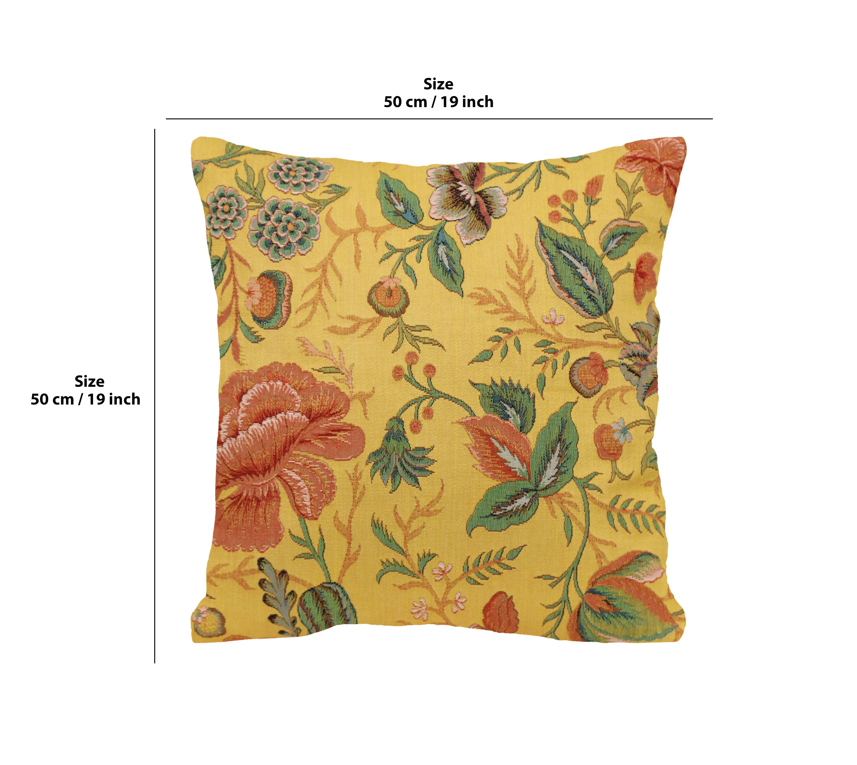 Peony Yellow A French Tapestry Cushion