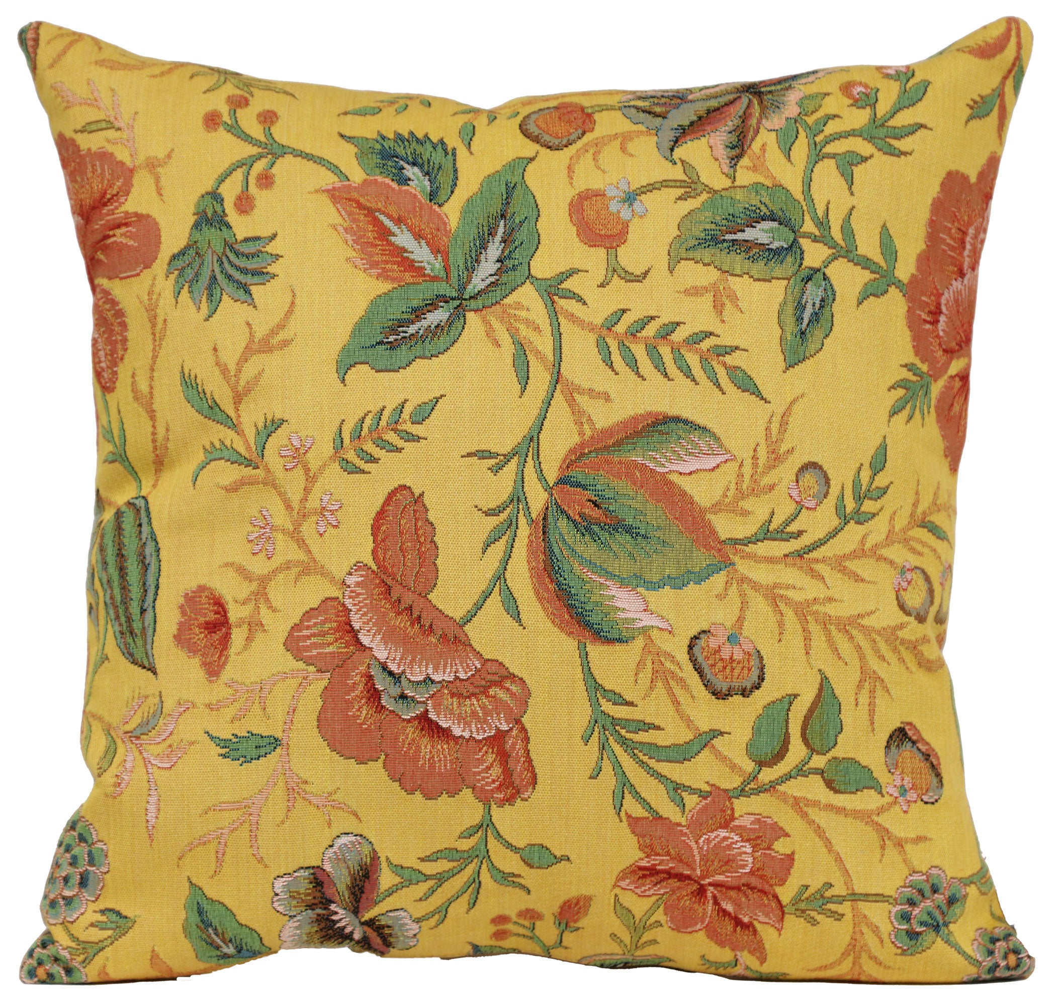 Peony Yellow B French Tapestry Cushion