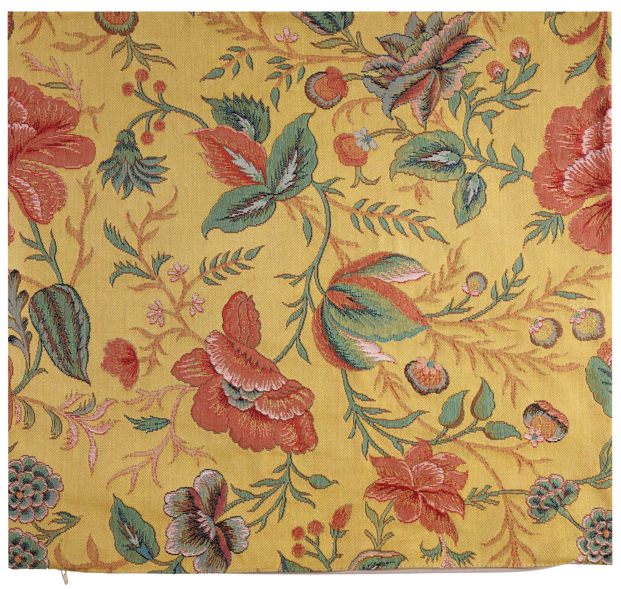 Peony Yellow B French Tapestry Cushion