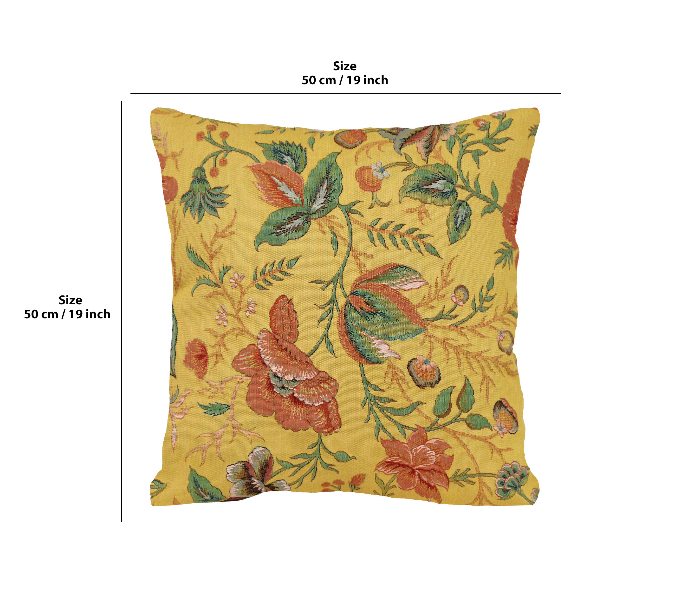 Peony Yellow B French Tapestry Cushion