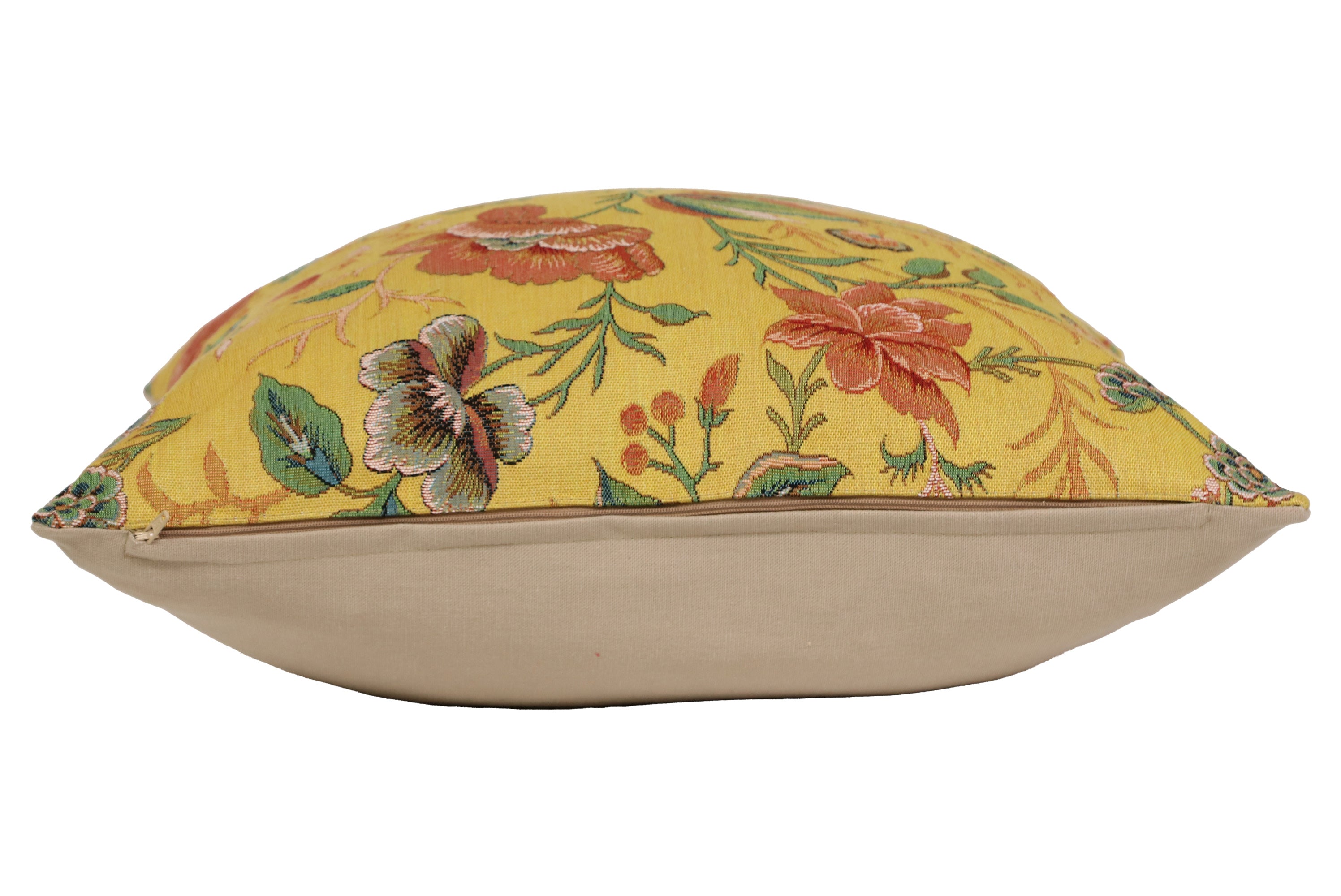 Peony Yellow B French Tapestry Cushion