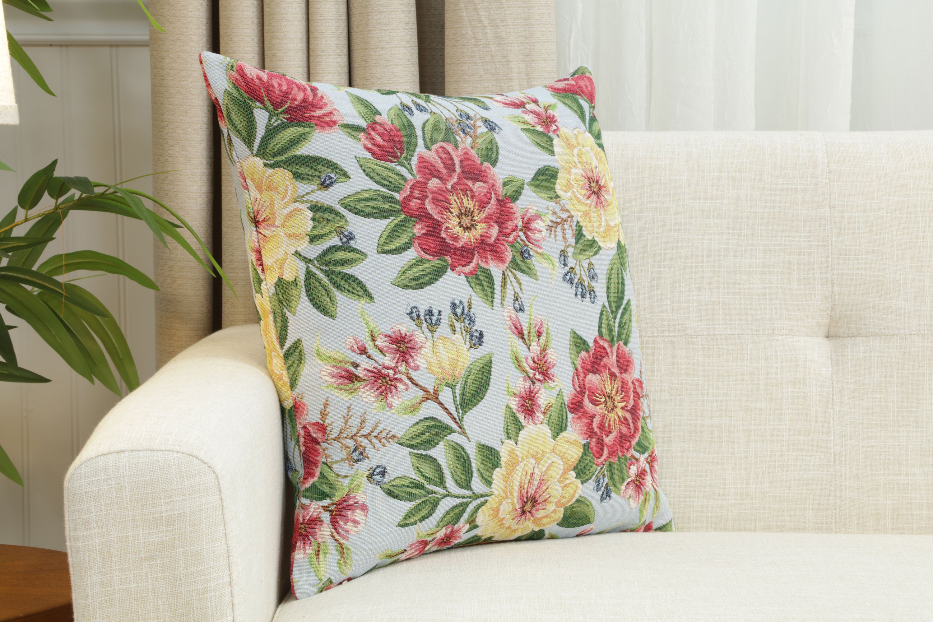 Zinnia Blue Cushion  Cover