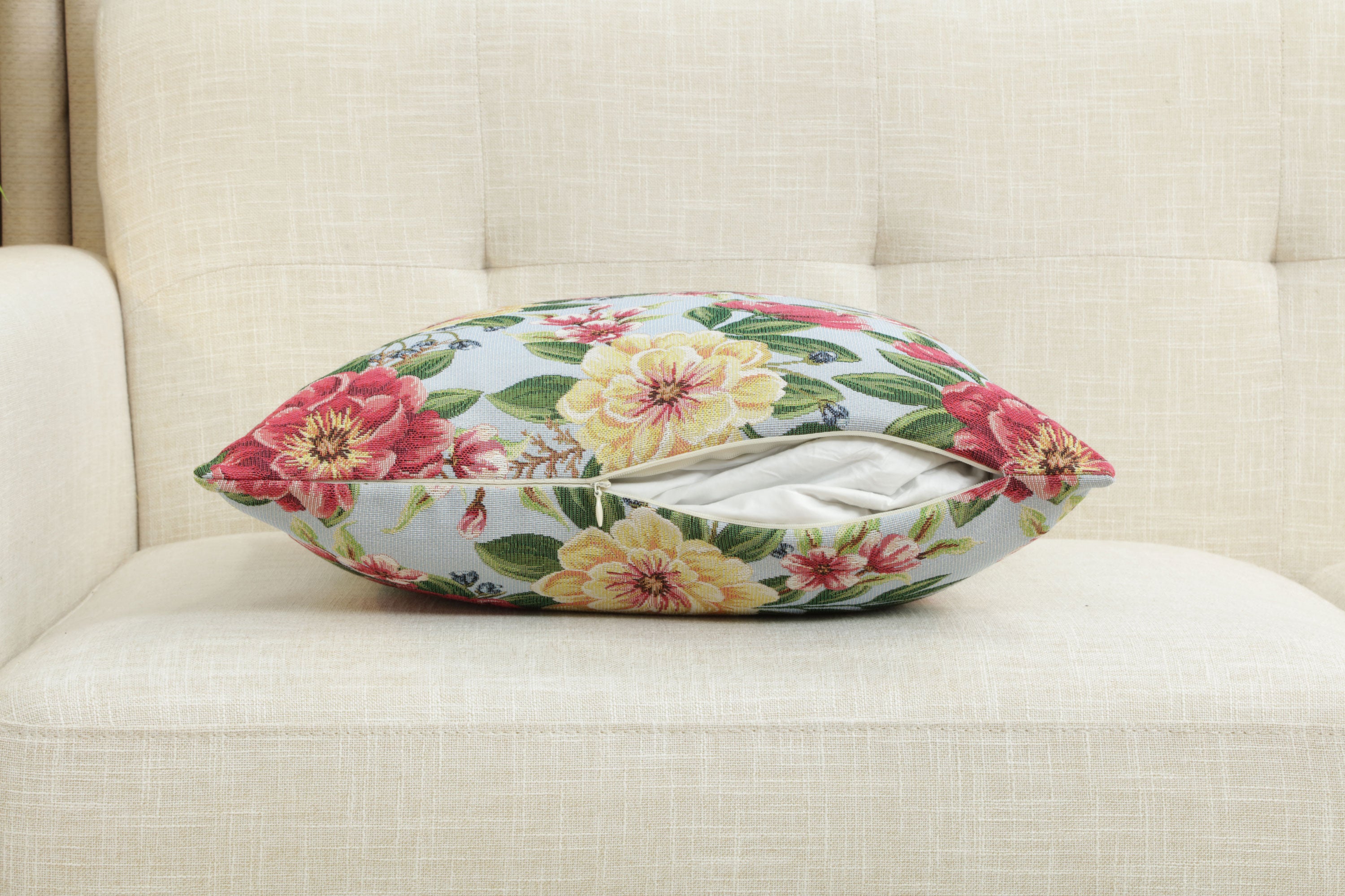 Zinnia Blue Cushion  Cover