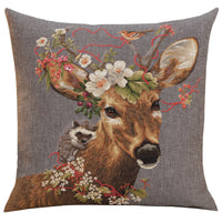 Forest Stag Grey European Cushion Cover