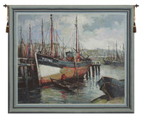 North Sea Harbour Belgian Tapestry Wall Hanging by V. Houben