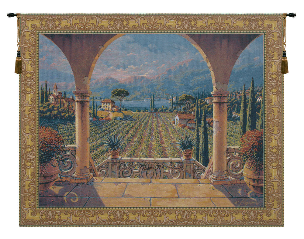 Lakeside Vineyard Belgian Tapestry Wall Hanging by Robert Pejman