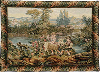 Children By the Lake Italian Tapestry by Francois Boucher