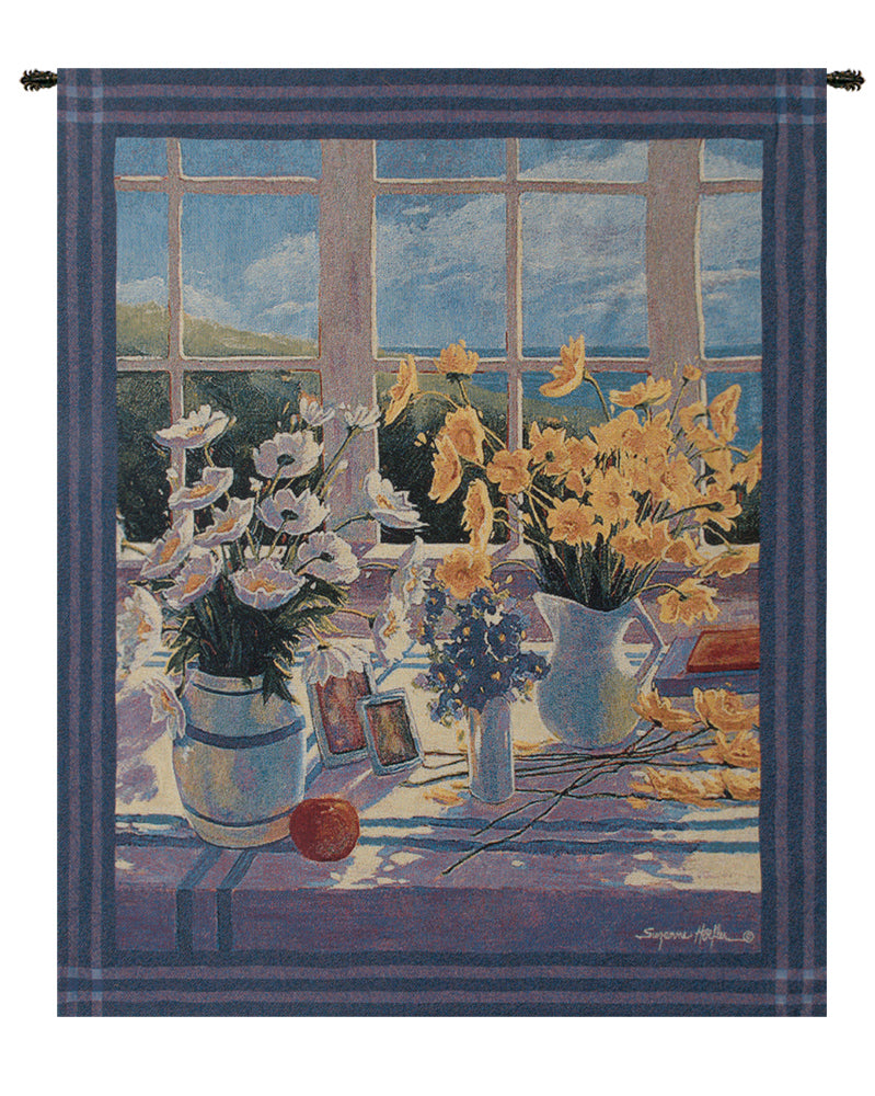 Yellow Daisies Fine Art Tapestry by Suzanne Hoefler