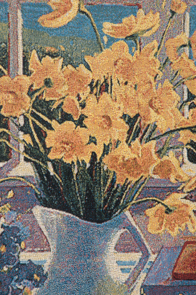 Yellow Daisies Fine Art Tapestry by Suzanne Hoefler