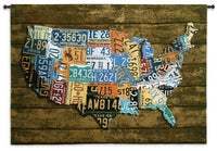 USA Tags on Wood Americana Tapestry Wall Hanging