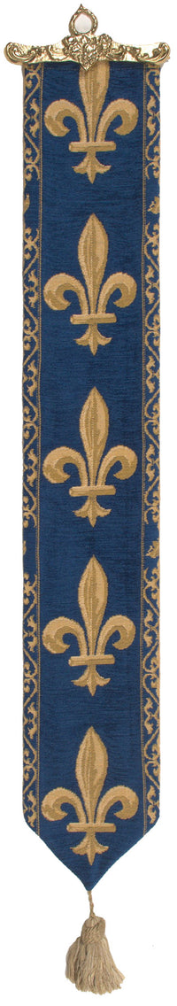 Fleur de Lys Blue I European Bell Pull