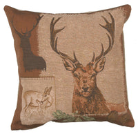 Deer Doe and Stag French Tapestry Cushion