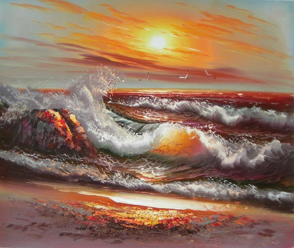 Curling Waves Canvas Oil Painting