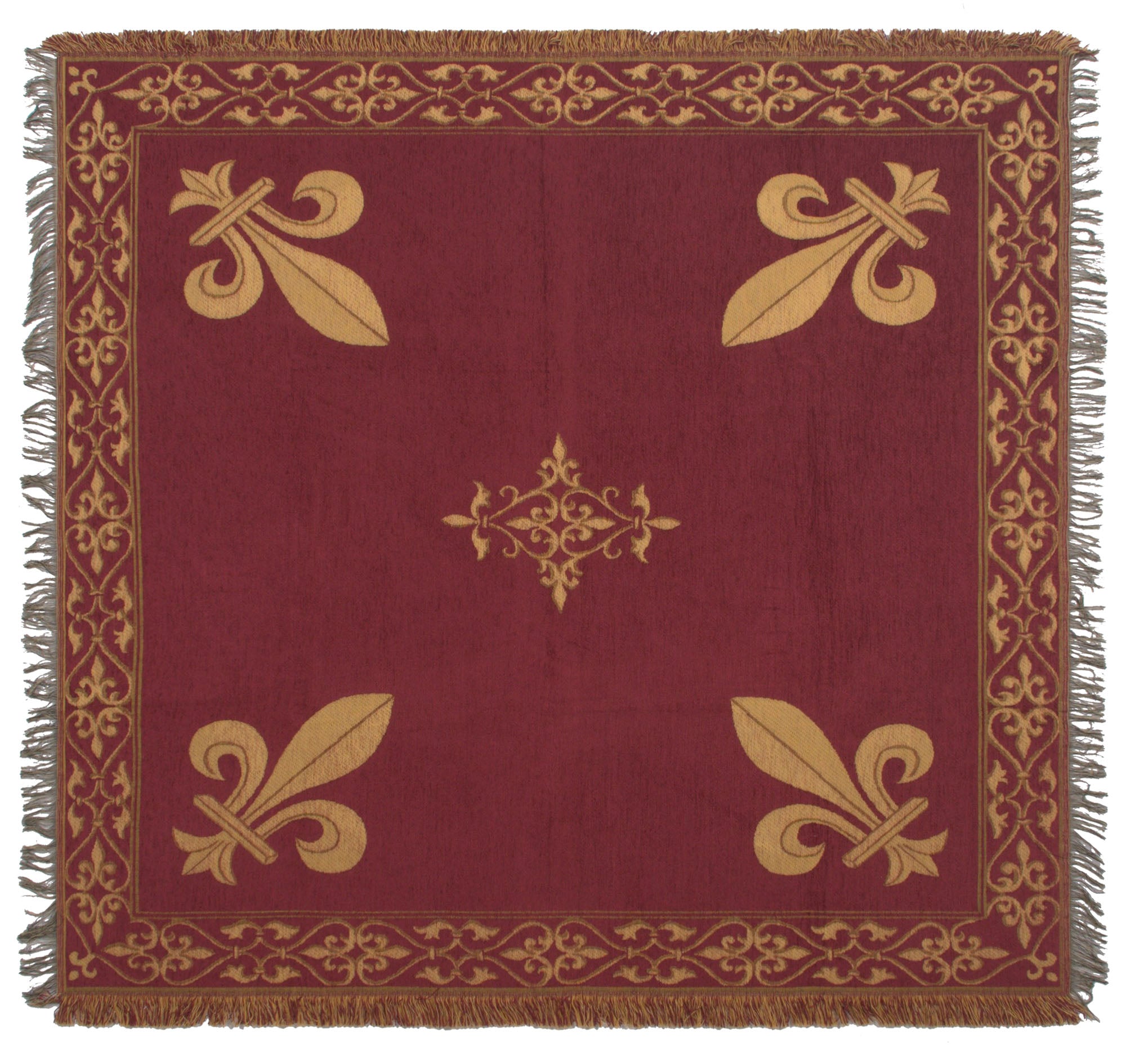 Fleur de Lys Red European Throw