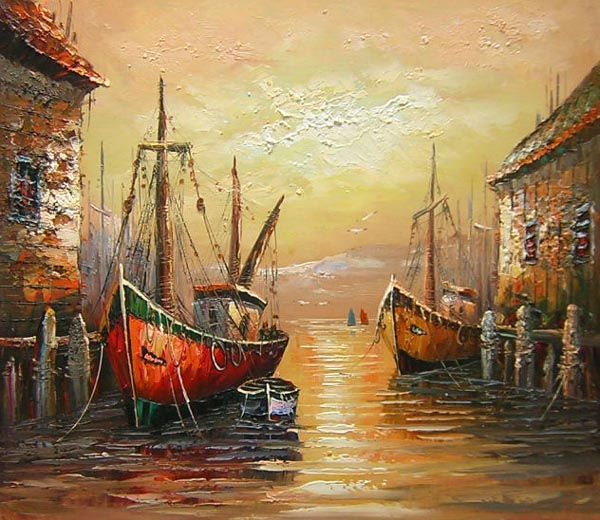 Harbor Sunset Canvas Wall Art