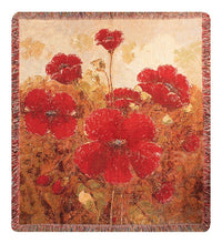 Garden Red Poppies Tapestry Throw