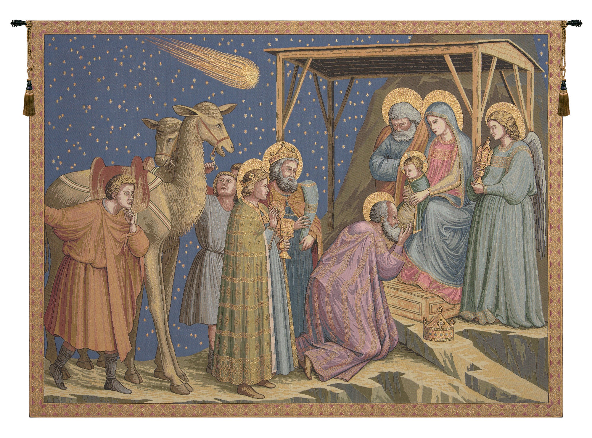 Adoration  Italian Tapestry Wall Hanging by Giotto di Bondone