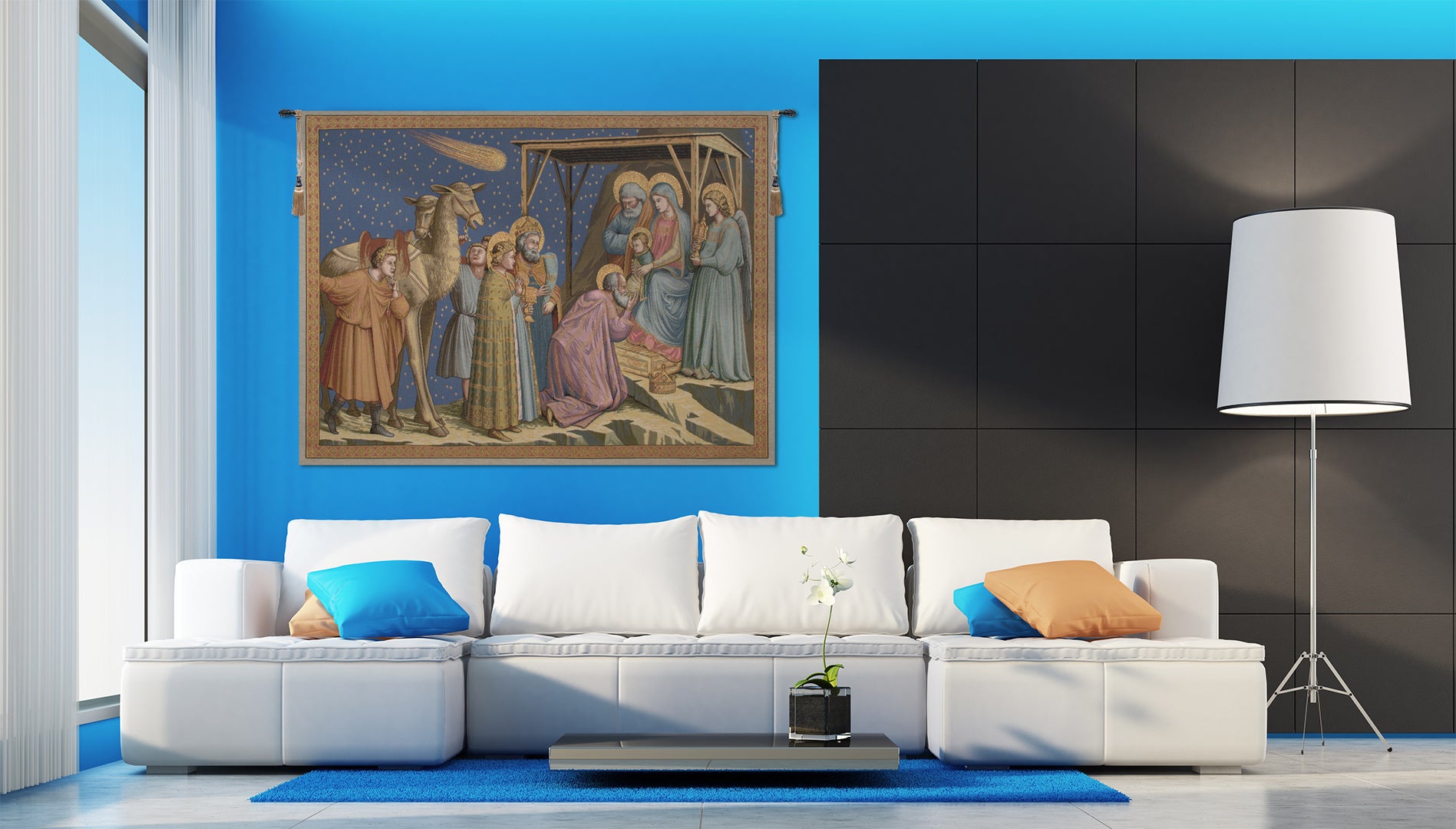 Adoration  Italian Tapestry Wall Hanging by Giotto di Bondone