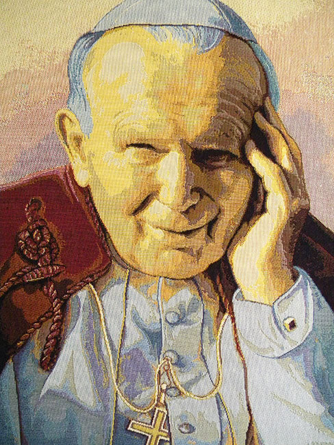 Pope John Paul II Papa Wojtyla Italian Tapestry Wall Hanging