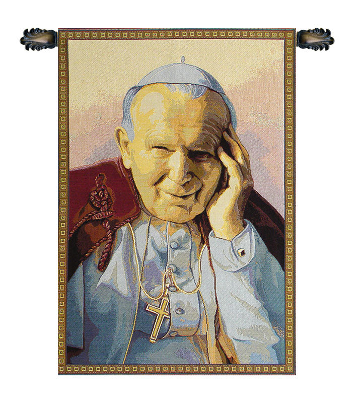 Pope John Paul II Papa Wojtyla Italian Tapestry Wall Hanging