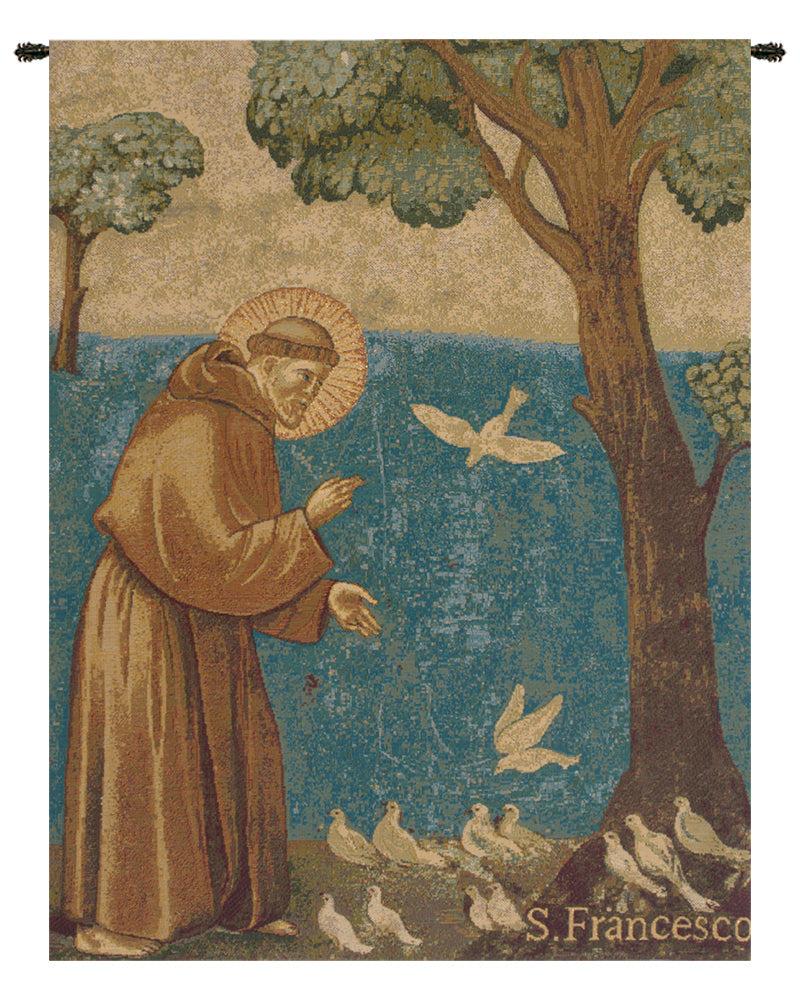 St. Francis Preaching to the Birds Italian Tapestry Wall Hanging by Giotto di Bondone