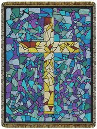 Stained Glass Cross  Tapestry Throw