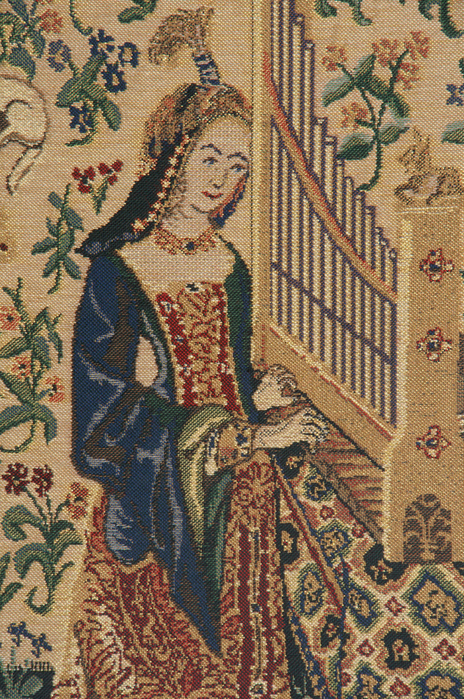 Lady and the Organ, Beige  Belgian Tapestry