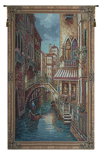 Canal With Shops II Tapestry Wall Hanging