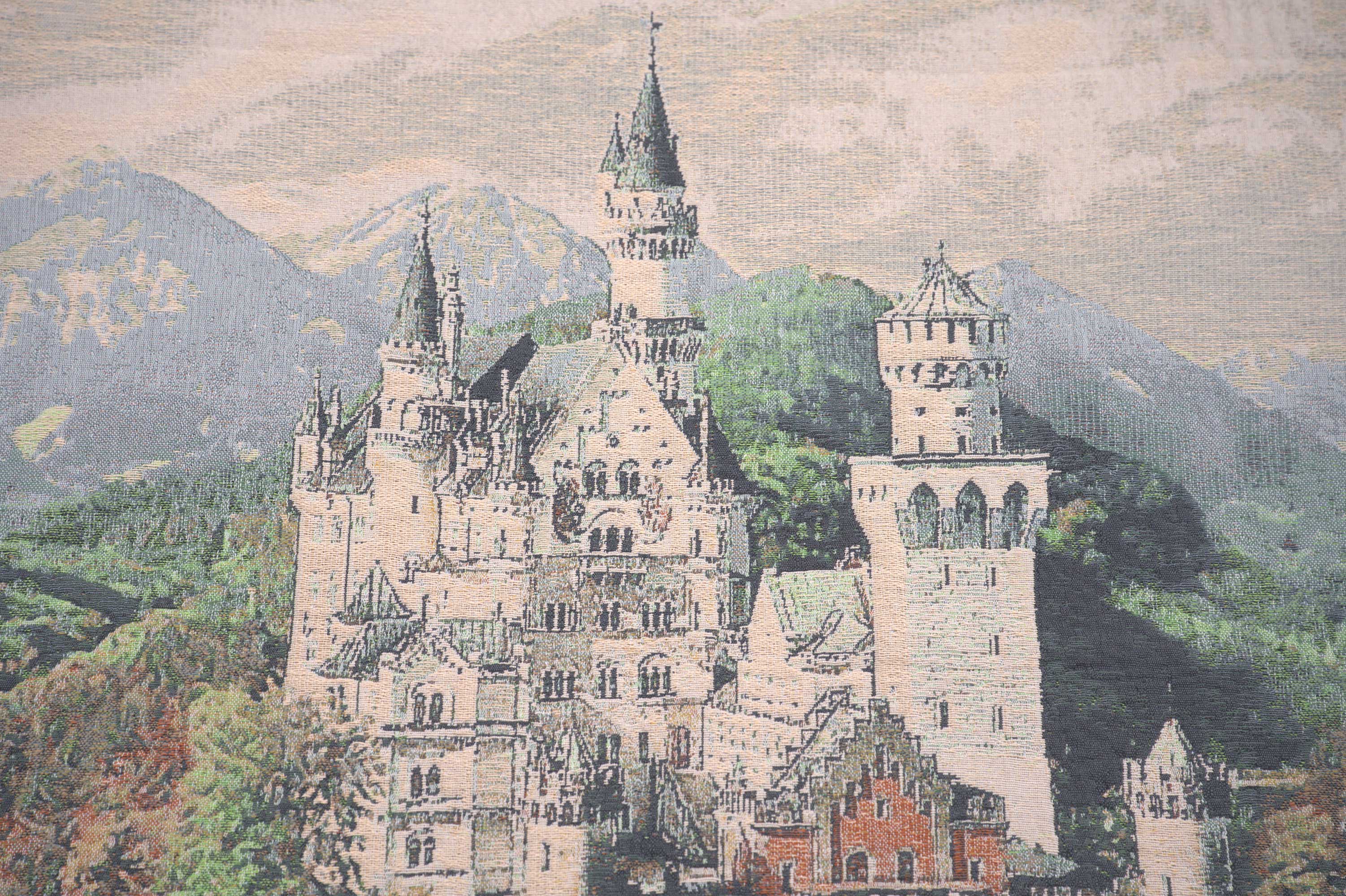 Neuschwanstein Castle Grey Belgian Tapestry Wall Hanging