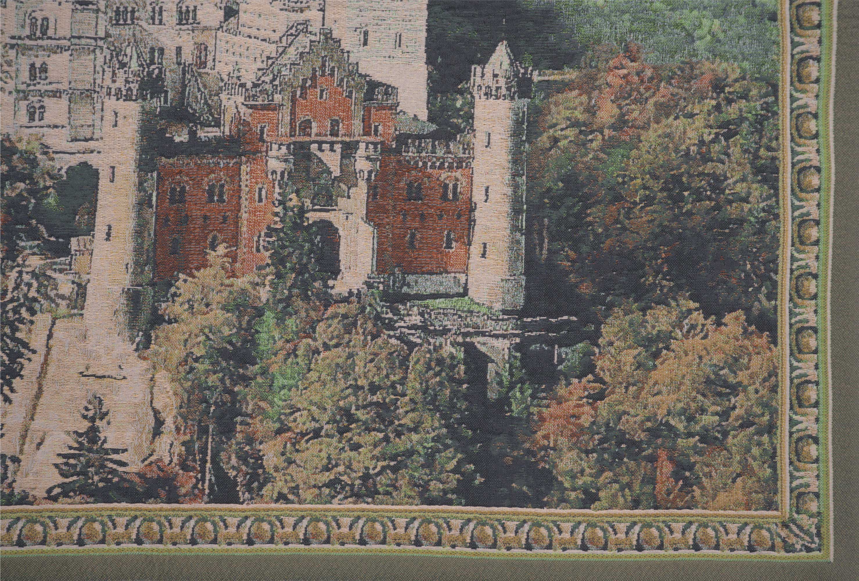 Neuschwanstein Castle Grey Belgian Tapestry Wall Hanging