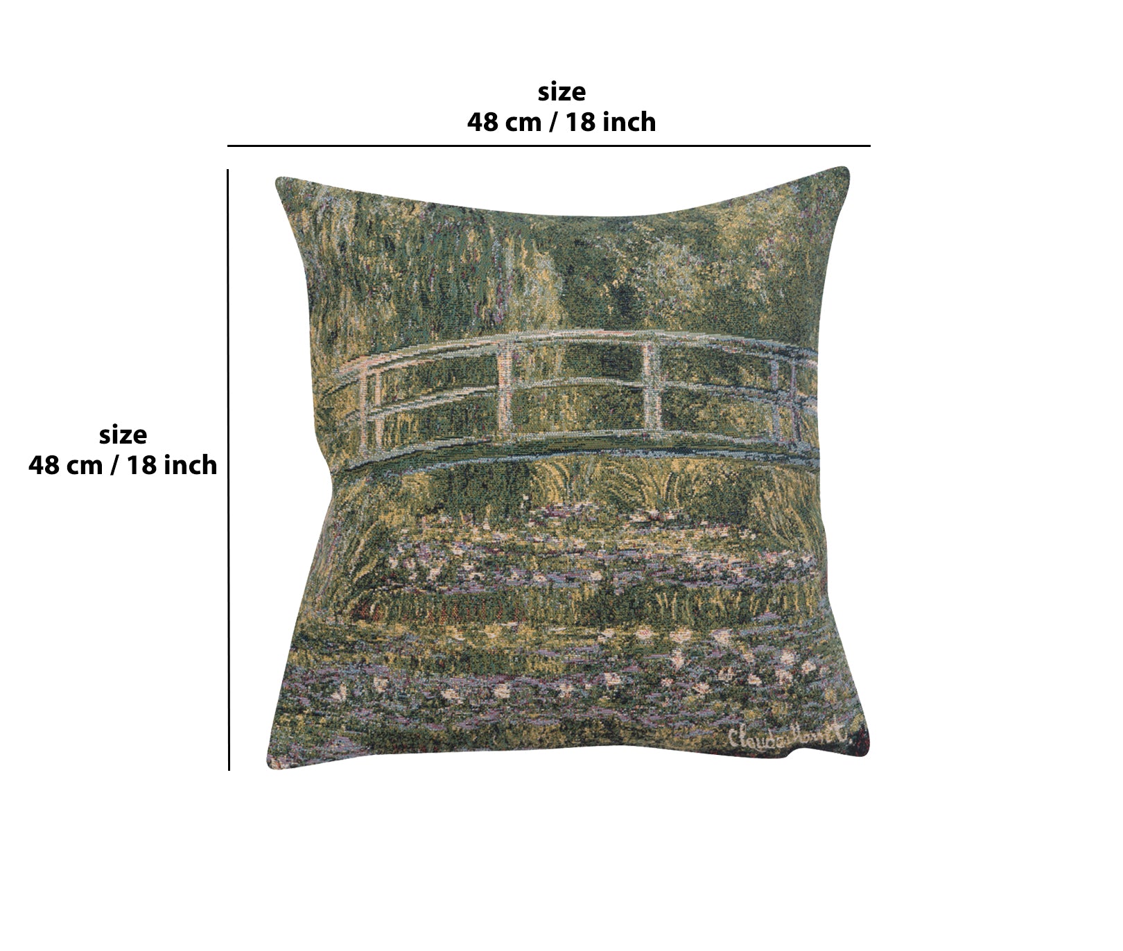 Monet's Bridge at Giverny I European Cushion Cover by Claude Monet