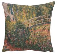 Monet's Japanese Bridge European Cushion Cover by Claude Monet