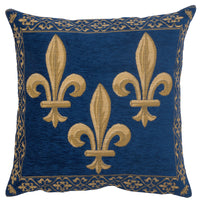 Fleur de Lys Blue II Velvet Background European Cushion Cover