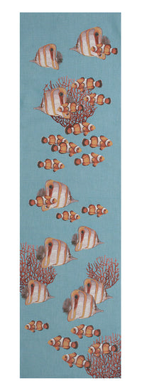 Exotic Fish Blue French Tapestry Table Runner