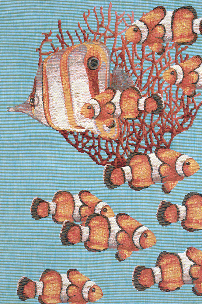 Exotic Fish Blue French Tapestry Table Runner