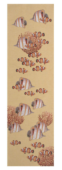 Exotic Fish Yellow  French Tapestry Table Runner