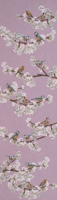 Passerines Branch Pink French Tapestry Table Runner