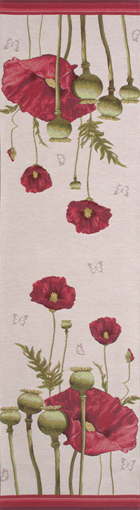 Poppy White  French Tapestry Table Runner