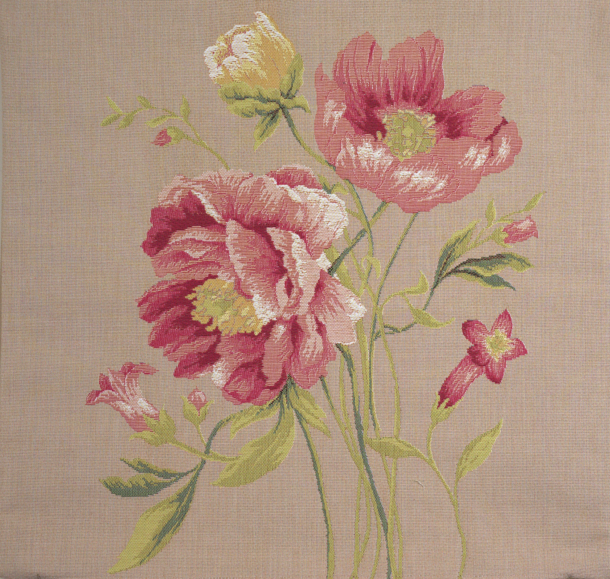 Single Peonies French Tapestry Cushion