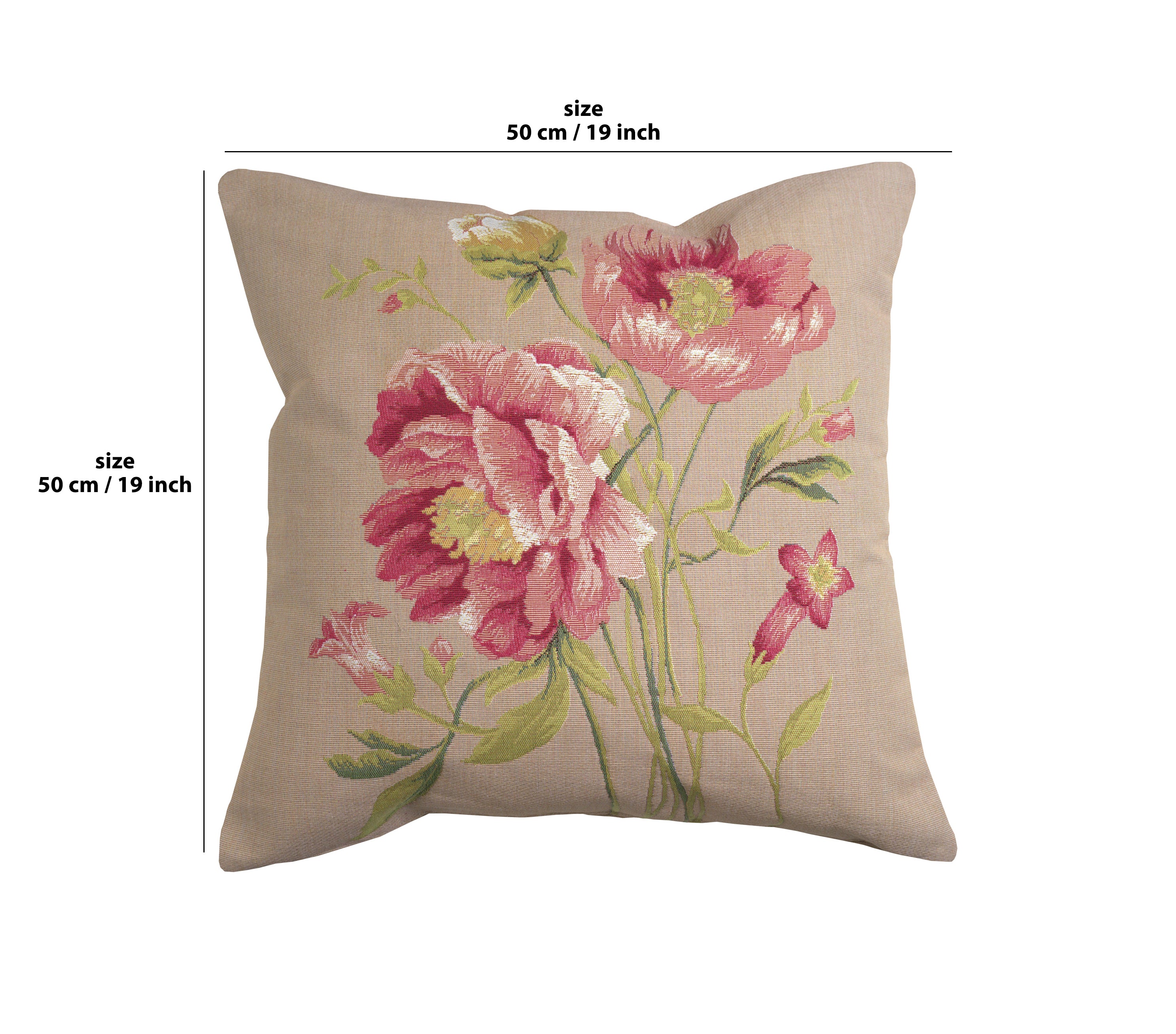 Single Peonies French Tapestry Cushion